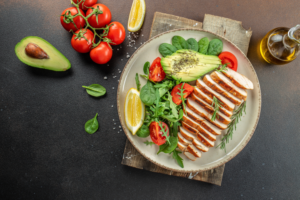Chicken with salad