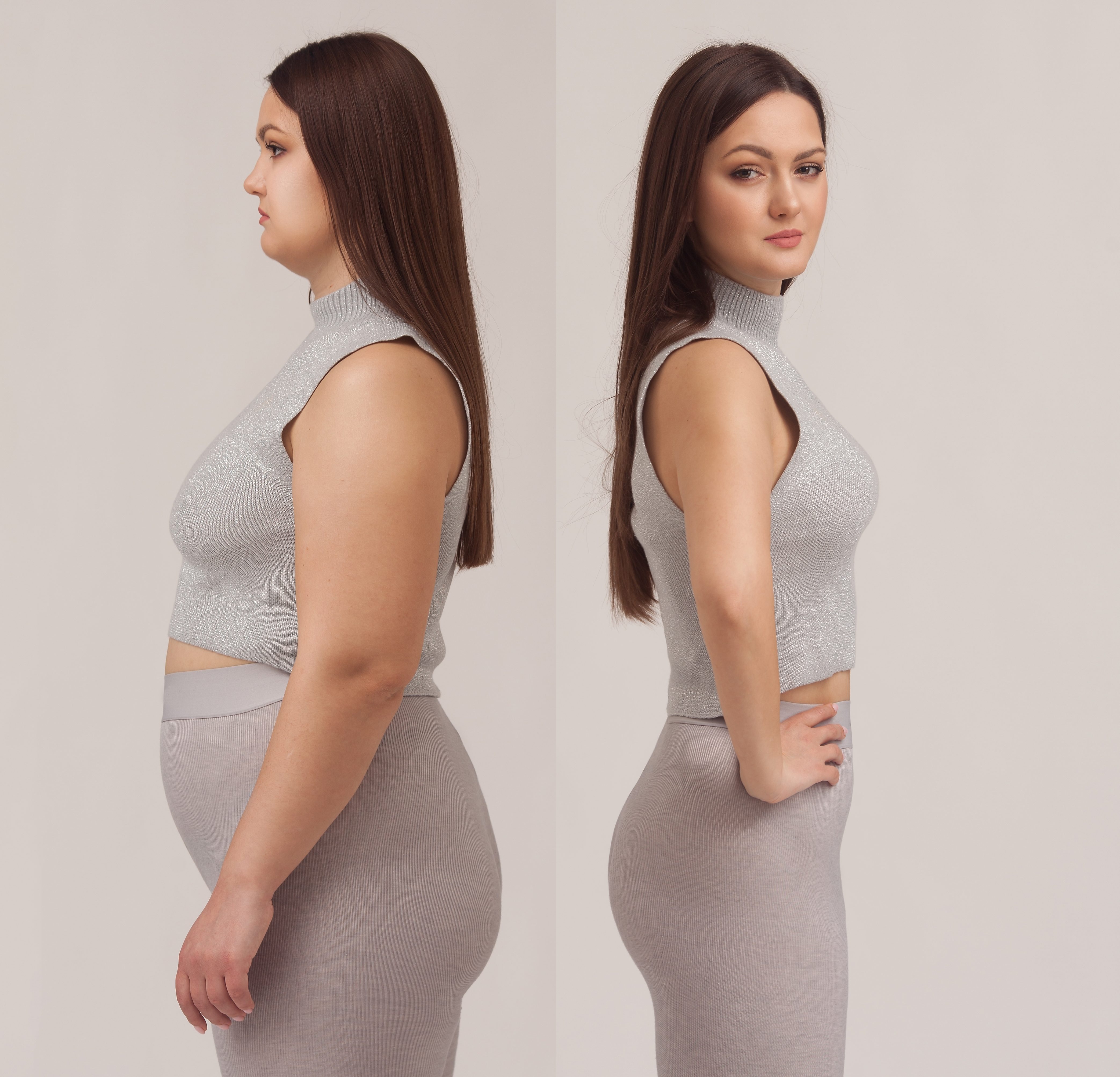 Before and after body transformation