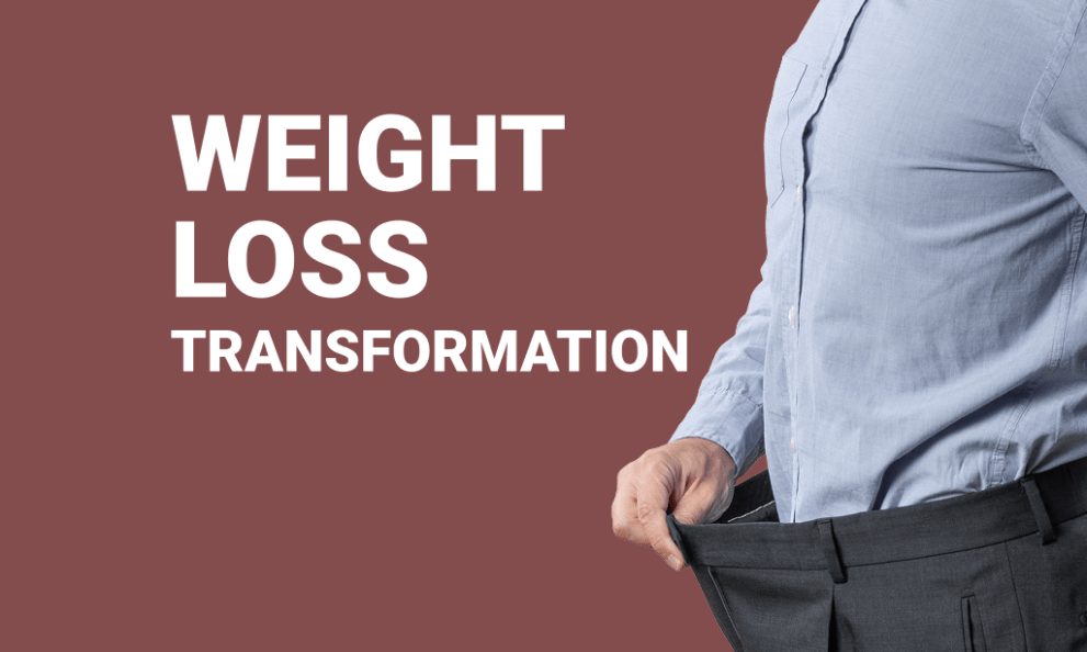 Man showing weight loss transformation