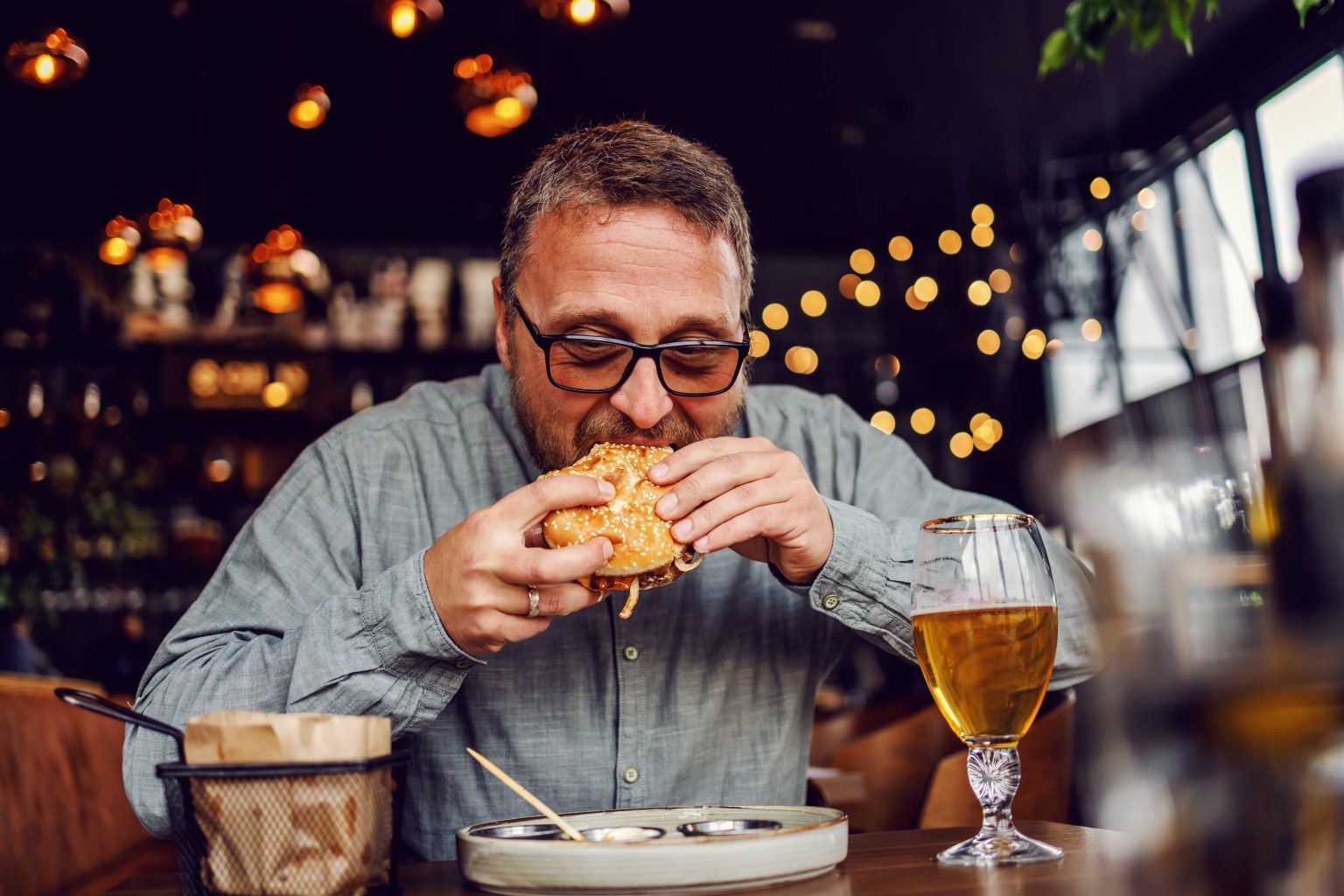 Man eating a burger