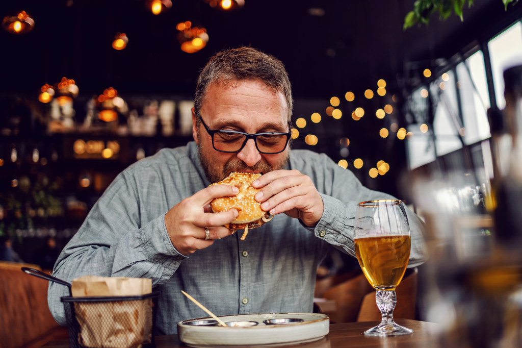 Man eating a burger