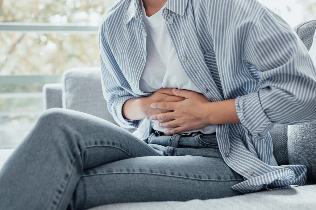 Woman with stomach ache