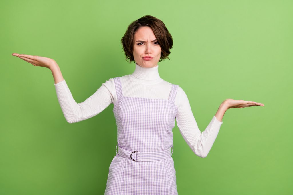 Woman weighs the options