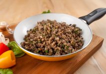 Fried ground beef and mushrooms