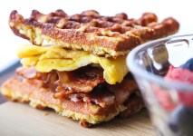 Bacon and egg waffle sandwich