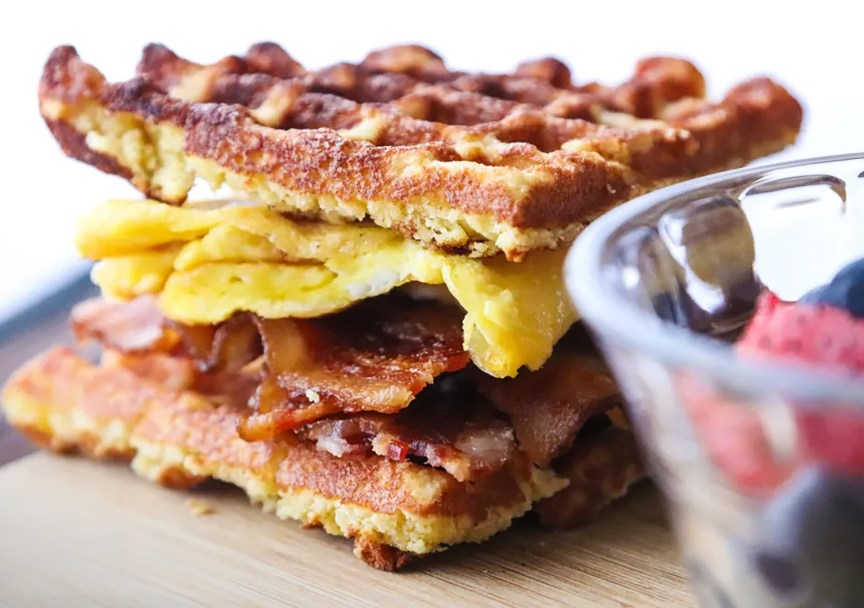 Bacon and Egg Waffle Sandwiches