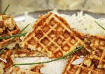 Keto garlic coconut savory waffles