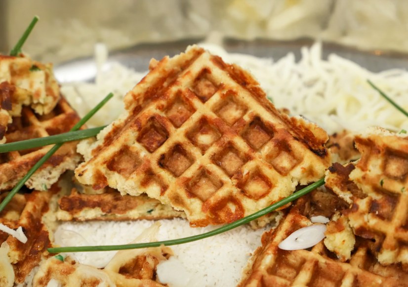Keto garlic coconut savory waffles