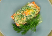 Seared salmon with herb butter