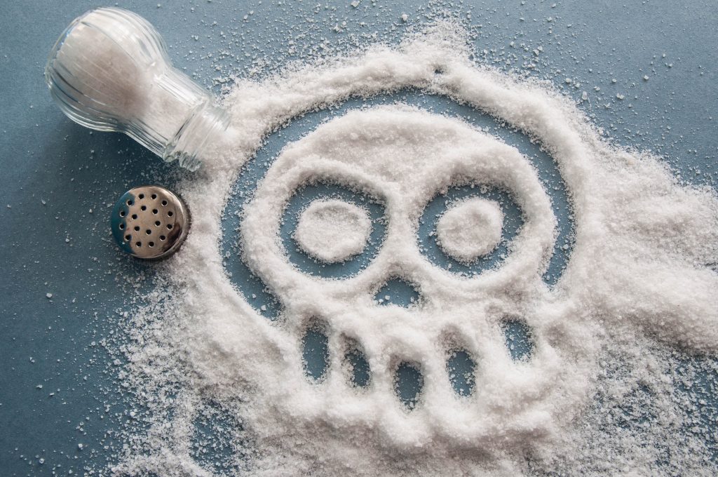 Skull drawn with salt