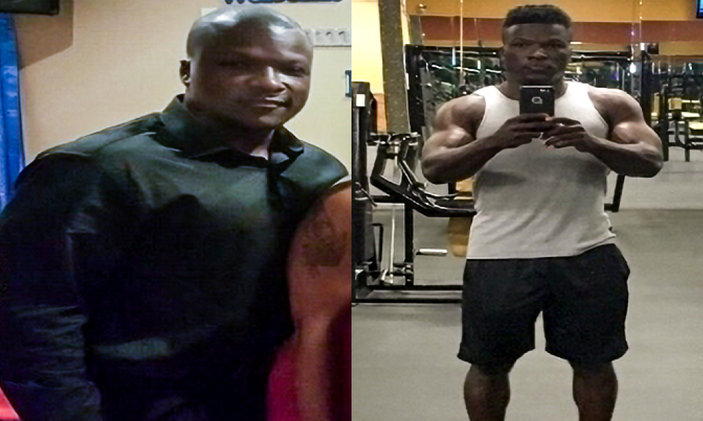 Before and after images of Joe Burton