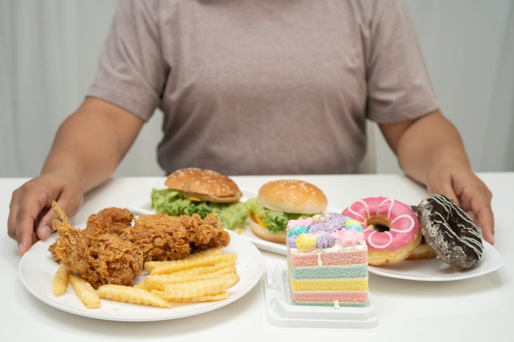 Tray of junk food