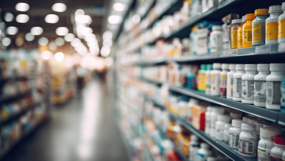 Supplement aisle at grocery store
