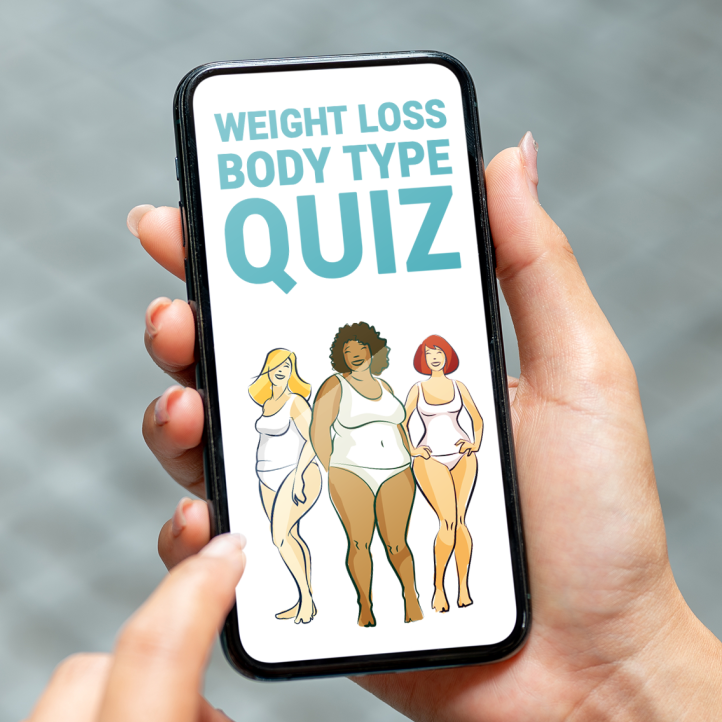 Phone displaying body type quiz