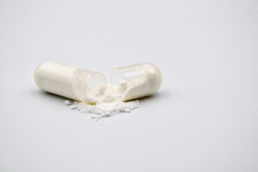 Opened electrolyte supplement capsule
