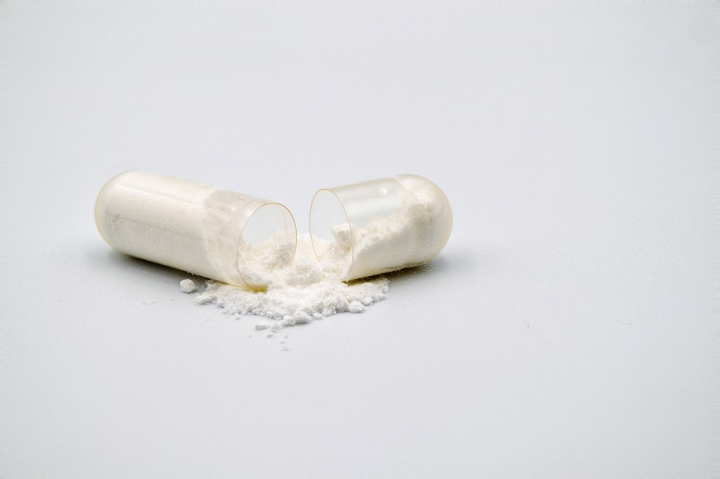 Opened electrolyte supplement capsule