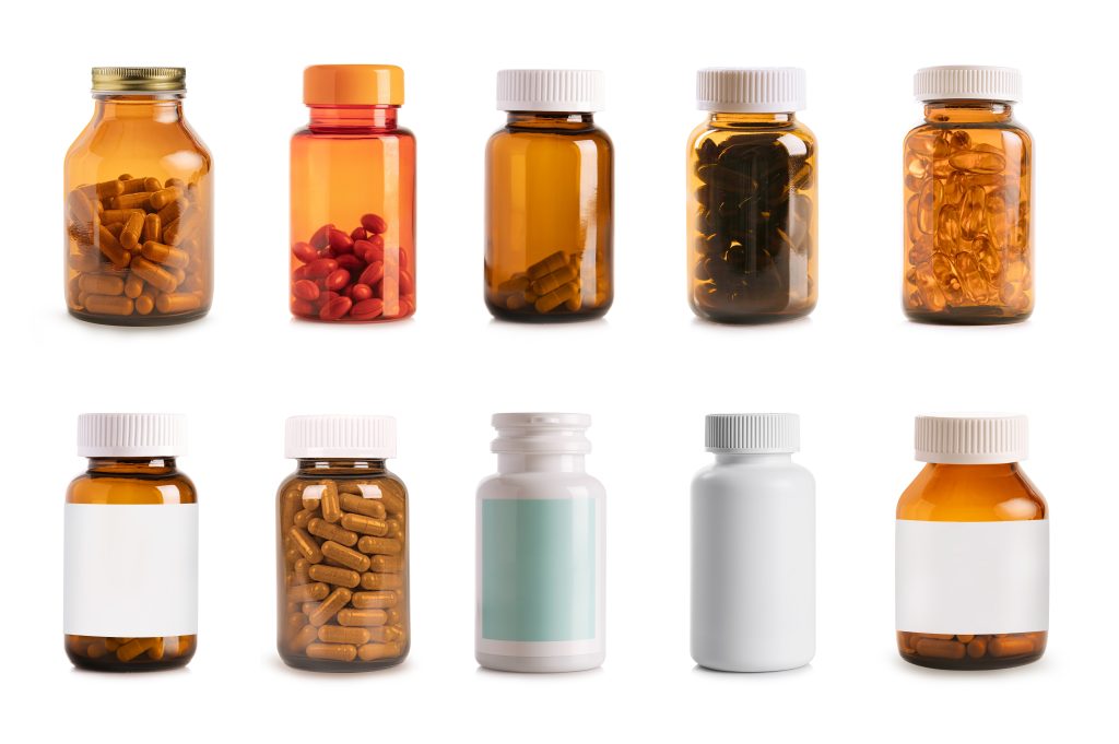 Different types of supplement bottles