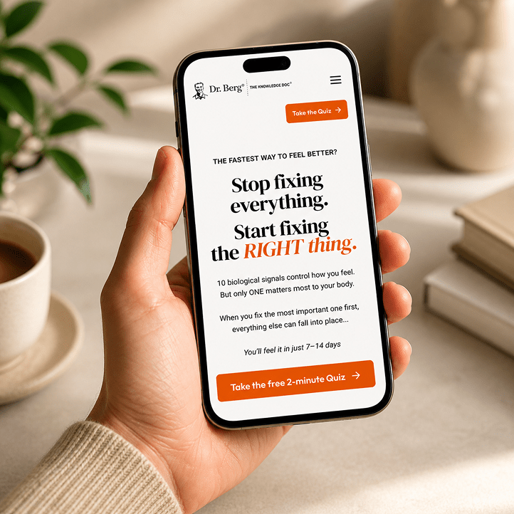 Phone displaying health quiz advertisement