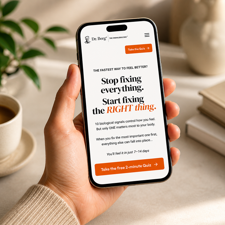 Phone displaying health quiz advertisement