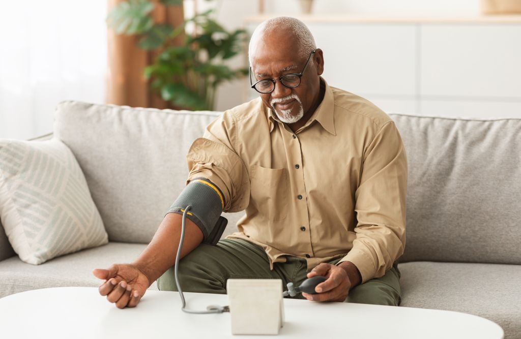 Man taking his blood pressure 
