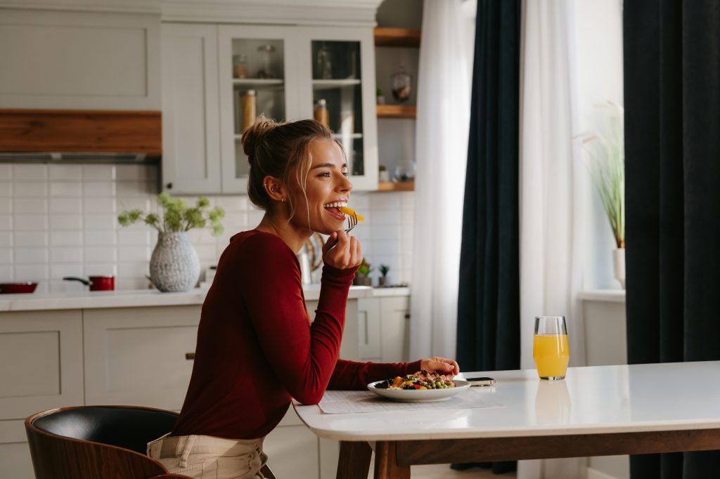 Eating small bites of food