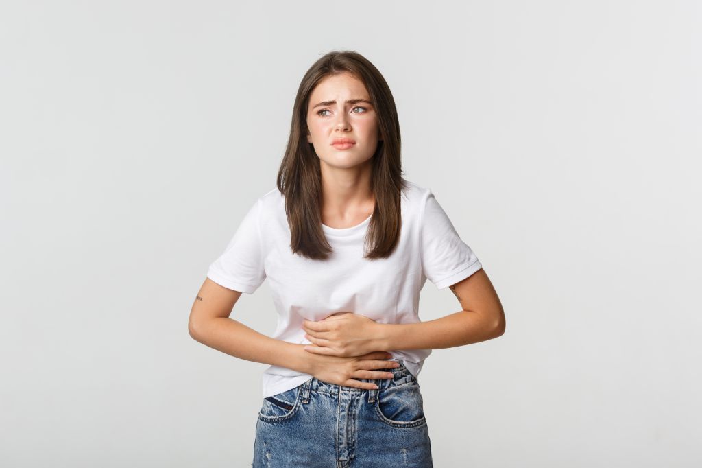 Woman with a stomach ache