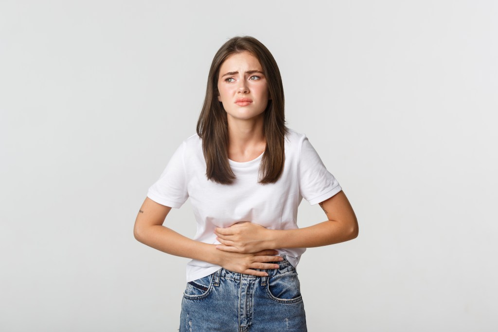 Woman with a stomach ache
