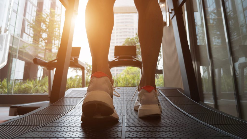 Athlete walking on a treadmill