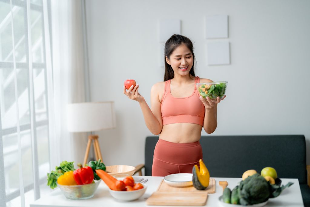Woman with healthy eating habits