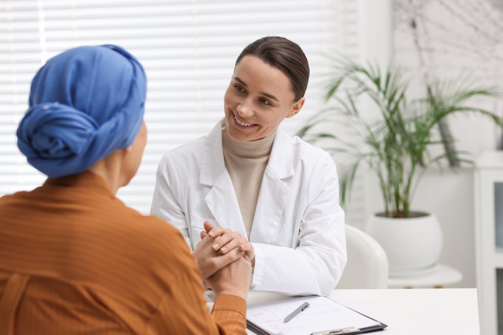 Woman with oncologist