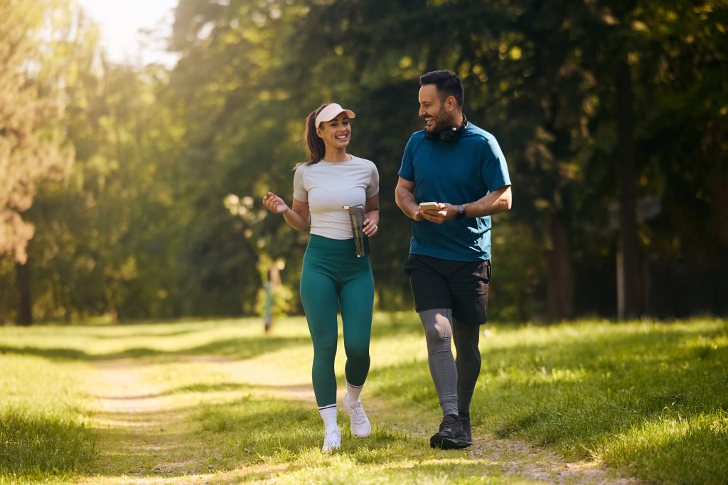 Fit couple walking