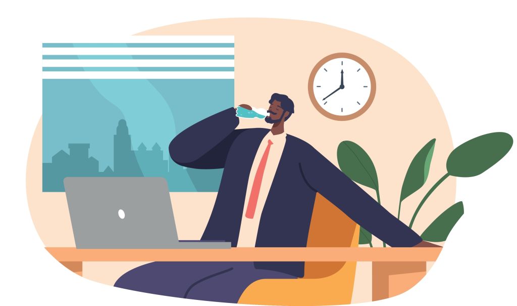 Businessman drinking water