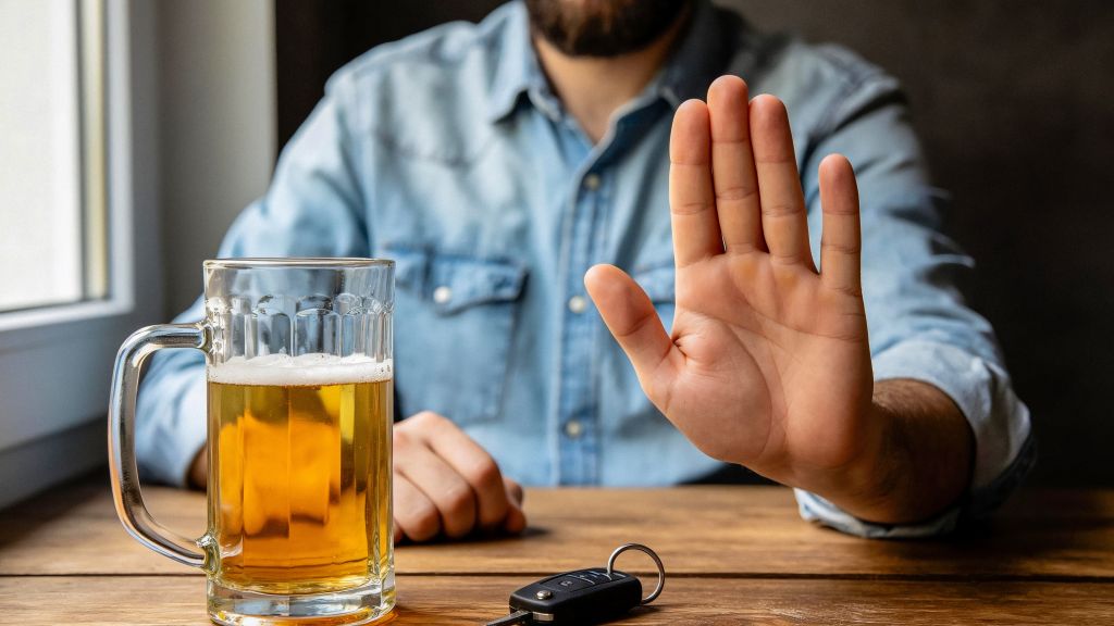 Man saying no to alcohol