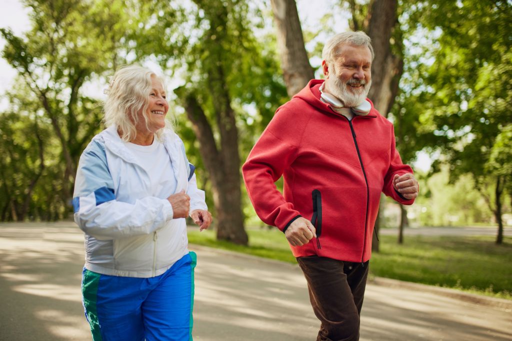Older couple running