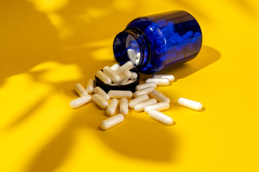 Spilled bottle of supplements